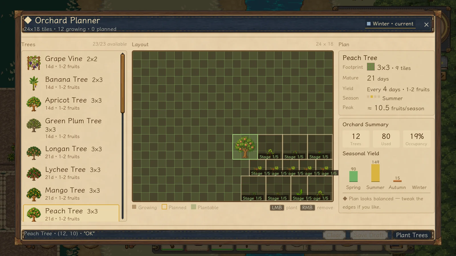 The orchard planning interface
